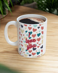 Love! I love you. Great gift. Valentine gift. Anniversary. Just say it with a cup. Ceramic Mug 11oz