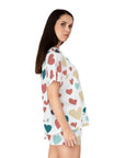 Women's beautiful heart print Short Pajama Set (AOP)