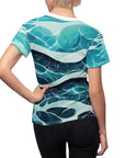 The Ocean shirt, ocean gift, save the ocean, Women's Cut & Sew Tee (AOP). blue ocean t-shirt, wave design, ocean wave,