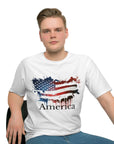 America,  Proud to be an American, Loose T-shirt (AOP), Sebring, Sebring souvenir, Sebring gift, patriot, patriotic, great gift for your patriot,