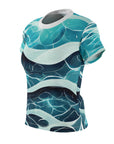 The Ocean shirt, ocean gift, save the ocean, Women's Cut & Sew Tee (AOP). blue ocean t-shirt, wave design, ocean wave,