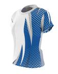 Ladies Striking blue on white sport top