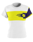 Women's Pickleball yellow & navy chest band sport tee