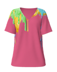 Women's paining v-neck shirt,ladies v-neck shirt,colorful v-neck,unique v-neck shirt,designer v-neck shirt,MOQ1,Delivery days 5