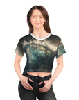 Ocean wave Crop Tee (AOP), ocean, wave design, ocean design, fantastic design, unusual design, special design, creative look,