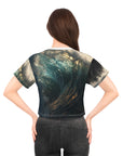 Ocean wave Crop Tee (AOP), ocean, wave design, ocean design, fantastic design, unusual design, special design, creative look,