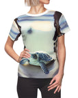 Save the turtles, ocean t-shirt, sea turtle, sea turtle gift, save the ocean,  Women's Cut & Sew Tee (AOP)