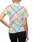 Plaid-is-in Ladies comfort sports top