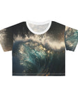 Ocean wave Crop Tee (AOP), ocean, wave design, ocean design, fantastic design, unusual design, special design, creative look,