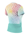 Teal check pastel Women's Cut & Sew Tee (AOP), great color selection for your wordrobe.