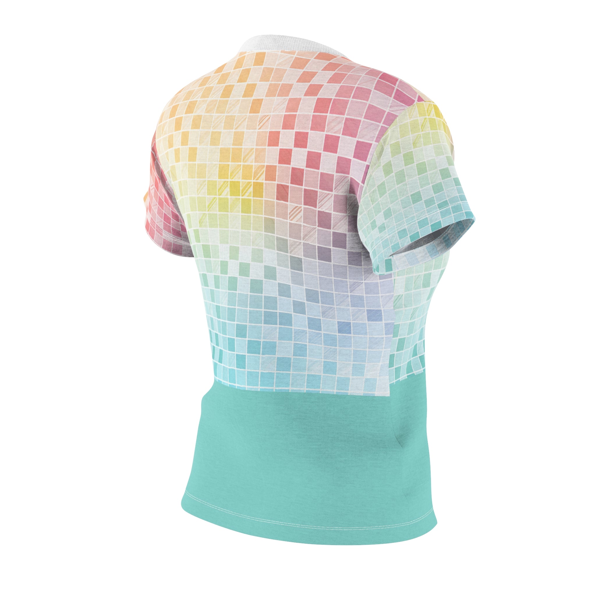 Teal check pastel Women&#39;s Cut &amp; Sew Tee (AOP), great color selection for your wordrobe.