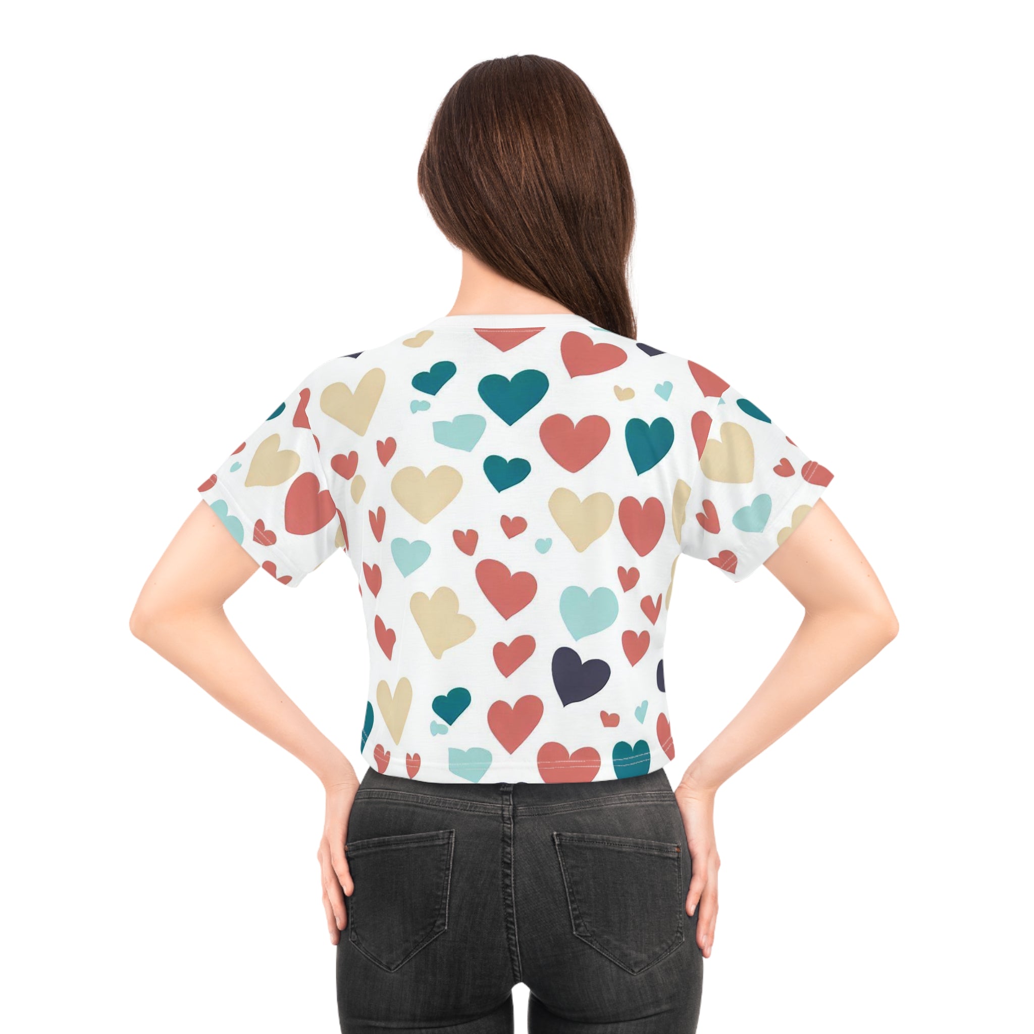 Hearts galore Crop Tee (AOP) Love, hearts, romance. great gift!