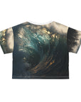 Ocean wave Crop Tee (AOP), ocean, wave design, ocean design, fantastic design, unusual design, special design, creative look,