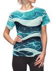 The Ocean shirt, ocean gift, save the ocean,  Women's Cut & Sew Tee (AOP). blue ocean t-shirt, wave design, ocean wave,