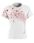 Ladies Starburst on white sport top