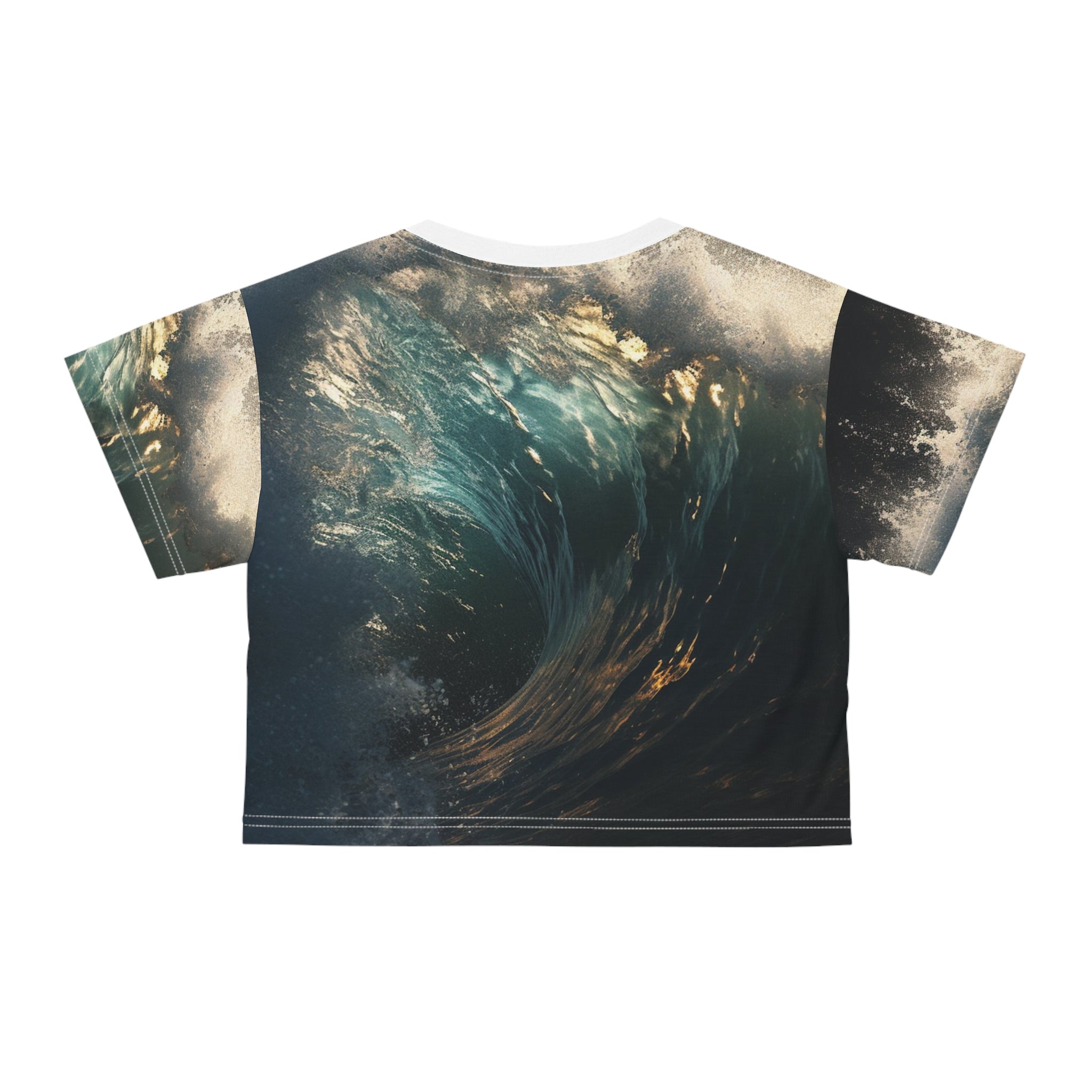 Ocean wave Crop Tee (AOP), ocean, wave design, ocean design, fantastic design, unusual design, special design, creative look,