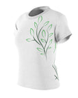 Women's Designer Pickleball Tee with spring leaves