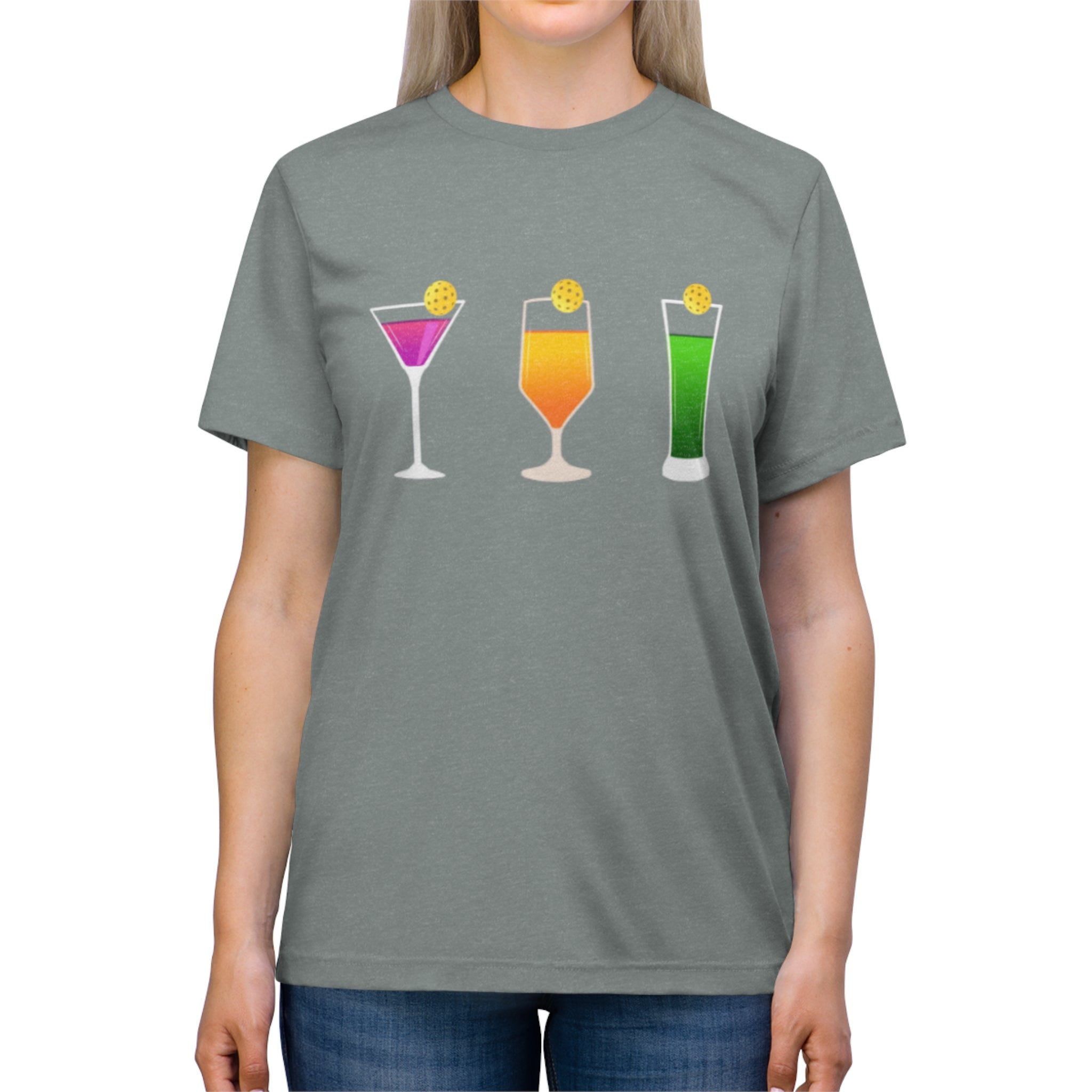 Cocktails and Pickleball Ladies Unisex Triblend Tee