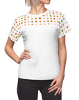 Women's Pickleball Tee  yoke and sleeve with mini pickleballs