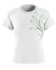 Women's Designer Pickleball Tee with spring leaves