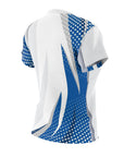 Ladies Striking blue on white sport top