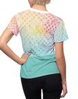 Teal check pastel Women's Cut & Sew Tee (AOP), great color selection for your wordrobe.