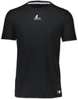 A simple small high chest logo of your name. Brand your own t-shirts.