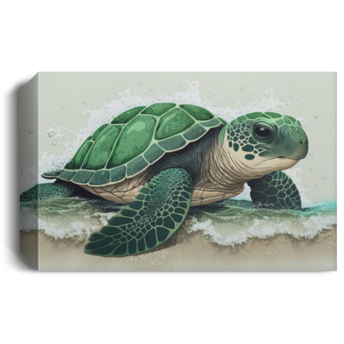 Wonderful green baby sea turtle wall canvas