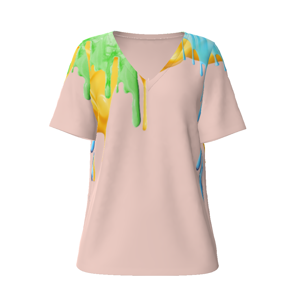 Women's paining v-neck shirt,ladies v-neck shirt,colorful v-neck,unique v-neck shirt,designer v-neck shirt,MOQ1,Delivery days 5