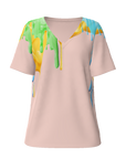 Women's paining v-neck shirt,ladies v-neck shirt,colorful v-neck,unique v-neck shirt,designer v-neck shirt,MOQ1,Delivery days 5