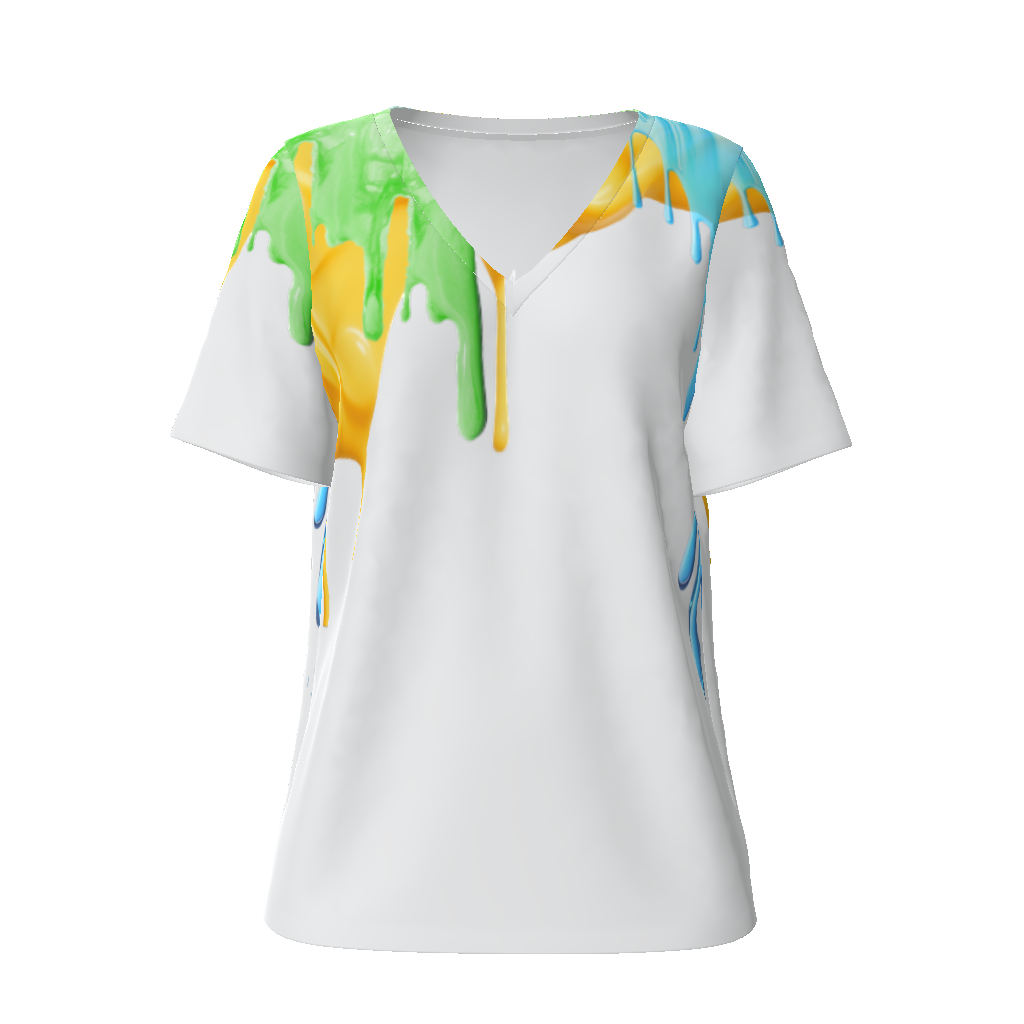 Women's paining v-neck shirt,ladies v-neck shirt,colorful v-neck,unique v-neck shirt,designer v-neck shirt,MOQ1,Delivery days 5