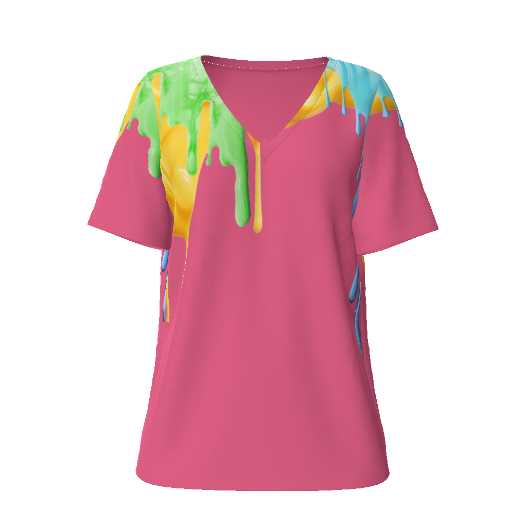 Women's paining v-neck shirt,ladies v-neck shirt,colorful v-neck,unique v-neck shirt,designer v-neck shirt,MOQ1,Delivery days 5